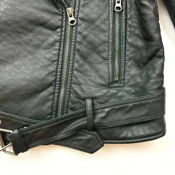 Victoria’s Secret Black Faded 50’s Cropped Belted Motorcycle Jacket Size M - Picture 6 of 16